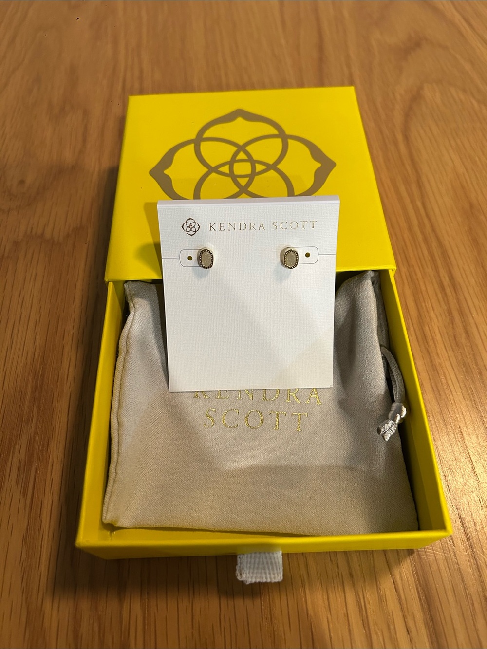 Kendra Scott Mini Ellie Drusy Stud Earrings - Gold Iridescent Drusy NIB